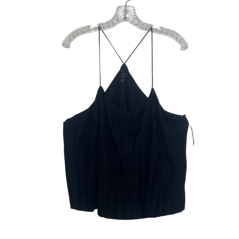A New Day Accordian Tank Top Womens XXL Black New WOT Summer